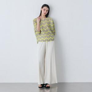 [요이츠](택가 58000원)쿨 컷팅 와이드 플리츠 밴딩 팬츠_YK04WQPSL83