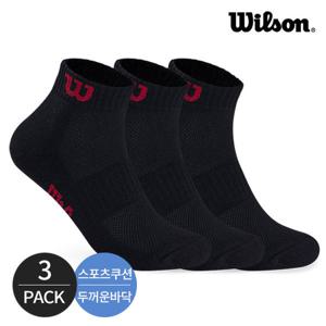 윌슨 남성 스포츠 쿠션 베이직 로고포인트 발목양말 3P_BK/RD