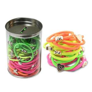 골드메달 헤어밴드 형광60P 깡통악세서리 고무줄