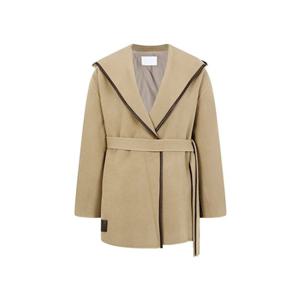 보브 VOV 레더 트림 캐시미어 울 후드 코트 (7113416201)