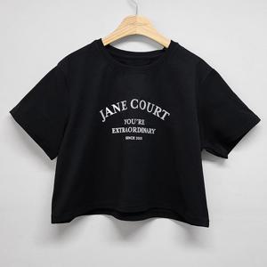 [제인코트(스포츠)]에어터치 아치로고 크롭반팔티 ENA3305-BK