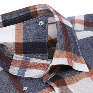 [레노마 일반핏] ROSSG1-040BG 노 아이롱 빅체크 서커 프린트 밑단일자 케주얼남방