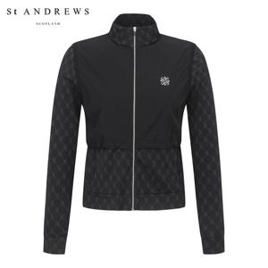 [세인트앤드류스] 여성 크롭 레이어 냉감 저지 집업 긴팔 티셔츠 821C2TF095_BK