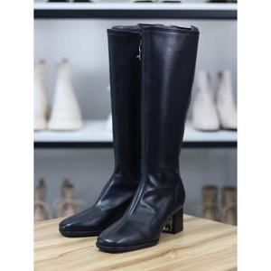 바이로쏘 세이브존06 소가죽 스퀘어 토 청키 미들힐 5.5cm 롱부츠 (BY)24F12271DB3