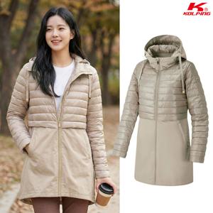 콜핑 여성 겨울 중기장 후드 경량 패딩 자켓 KSC672QJ2W