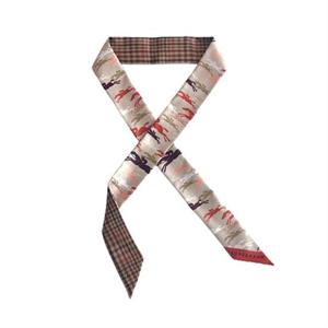 롱샴 그래픽 프린트 실크 쁘띠 스카프 51015SOI ORANGE