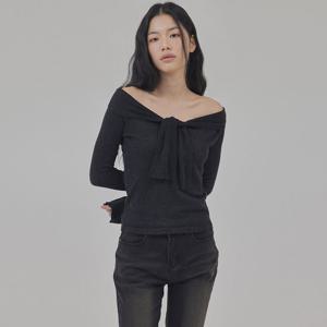 TIE STRAP OFF-SHOULDER KNIT TOP_T513TP107(CG)