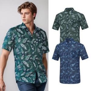 콜핑 남성 잎사귀 패턴 화려한 등산 반팔 셔츠 KSC580RH8M