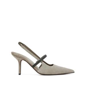 Brunello Cucinelli 스웨이드 슬링백 펌프스 80mm MZSFC2508C5859