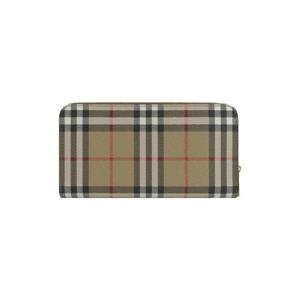 버버리 체크 앤 레더 집어라운드 지갑 아카이브 베이지 버치 브라운 8070598
