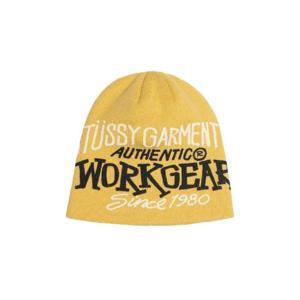 스투시 워크기어 프린트 스컬캡 비니 머스타드 1321183