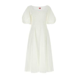 겐조 화이트 퍼프 스퀘어 아이올렛 A라인 원피스 FD52RO1169FG