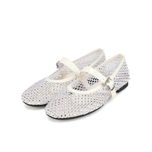 [바바라(슈즈)]바바라 비즈보석망사 플렛슈즈BBI130_WT