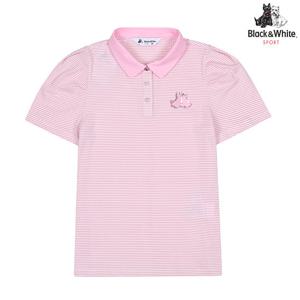 [블랙앤화이트]여성 시어서커 퍼프 소매 반팔 티셔츠 9635LZSP_PINK