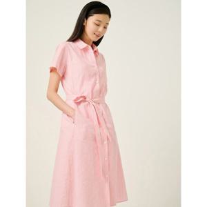 [빈폴레이디스] 스트라이프 텍스처 반소매 원피스  라이트 핑크 (BF5771C02Y)