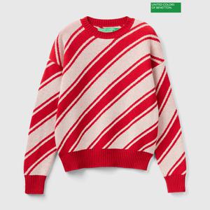 베네통 Diagonal stripe sweater 3F_1144E107C_778