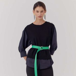 크레송 레니블랙 쥬얼버튼 텍스쳐블록 블라우스 R2211BL03_01