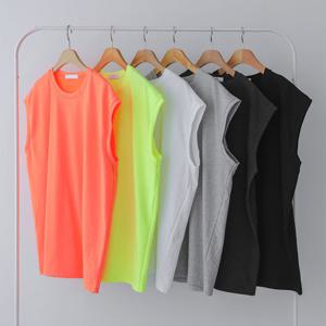 남여공용 여름 플로우 박시 민소매 티셔츠 5C-TS5-Q032-라임