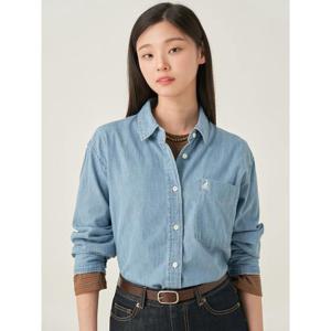 [빈폴레이디스] 데님 오버핏 셔츠  스카이 블루 (BF5764C03Q)