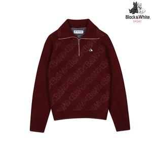 [블랙앤화이트]여성 와이드카라 반집업 스웨터 2304LXKA_WINE