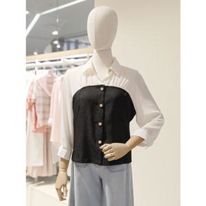 SOUP 숲 7부 소매 배색 블라우스 (SB9LS83)