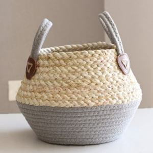 내추럴코튼 화분 바구니 그레이 접이식 화분 커버