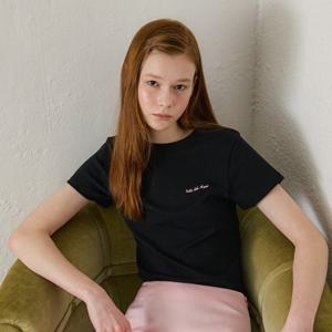 [올리브데올리브]슬림핏 자수 하프슬리브 티셔츠 OW5ME605