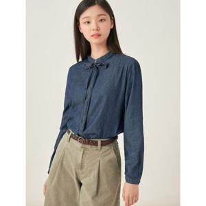 [빈폴레이디스] 헤지데님 밴드넥 타이 블라우스 네이비 (BF5764C53R)