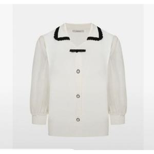 [케네스레이디] 시스루 소매 배색 리본 니트 (EVPOPD7004)