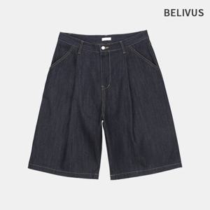 빌리버스 남자 원턱 버뮤다 데님 반바지 BDGP004