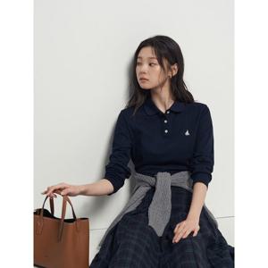 [빈폴레이디스] 레이어드 디테일 긴소매 피케 티셔츠  네이비 (BF5841C91R)