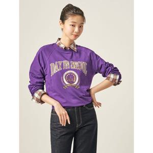 [빈폴레이디스] 면 혼방 빈티지 그래픽 스웨트 셔츠  퍼플 (BF5841C02U)