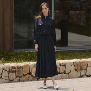 [25 F W] 잇미샤 텍스처 플리츠 롱 스커트 ITP9ZSK500