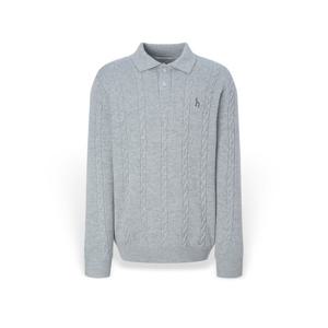 [헤지스] 남성 울 케이블 카라 긴팔니트 HZSW5D552G2