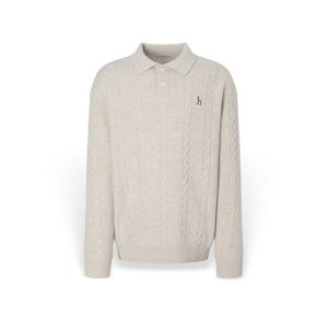 [헤지스] 남성 울 케이블 카라 긴팔니트 HZSW5D552I2