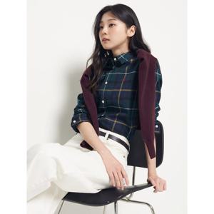 [빈폴레이디스] 기모 헤릿체크 레귤러핏 셔츠 네이비 (BF5964E01R)