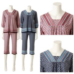 [비너스] 신축성좋은 여자홈웨어  잠옷세트 VEV3980W VEP3980WJ 100사이즈 여성실내복 에스닉보더 여행잠옷