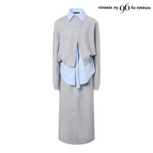 [나인식스뉴욕(영캐릭터)]민소매 셔츠 맨투맨 레이어드 스커트 셋업 (NP3OW006L0)