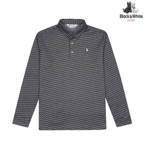 [블랙앤화이트] 남성 변형 로고 전판 프린트 티셔츠 9355GBPP_BLACK