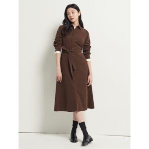 [빈폴레이디스] 코듀로이 셔츠 원피스  브라운 (BF5971C03D)