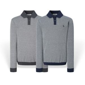 [헤지스][25FW][2컬러 택1] 남성 짜임패턴 카라 긴팔니트 HZSW5F321