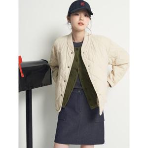 [빈폴레이디스] 니트 배색 소프트 다이아 패딩  아이보리 (BF5938C020)