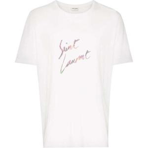 생로랑 남성 애니멀 로고 화이트 반팔티 553378 YBCL2 8486