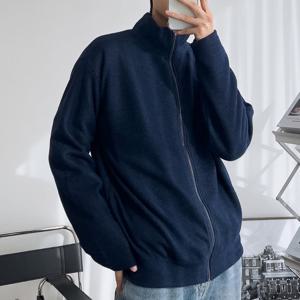 남자 골지 하이넥 집업 니트 가디건 5C-CA-Q109-곤색