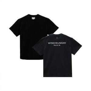 우영미 자개 백로고 반팔 티셔츠 블랙 W251TS08708B