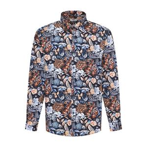 [레노마(셔츠)]리버티 페이즐리 프린트 스냅카라 긴소매 일반핏 RNFSG1035NY