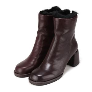 [BABARA] 바바라 양가죽 래빗퍼 앵클부츠 BBI883BR