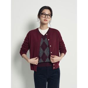[빈폴레이디스] [Essential] 울 라운드넥 카디건  와인 (BF595AE02Z)