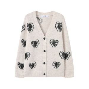 [위시드]하트 자수 버튼업 V넥 니트 가디건 (WICDCD011)
