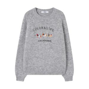 [위시드]나그랑 도그 레터링 자수 니트 (WICDNT002)